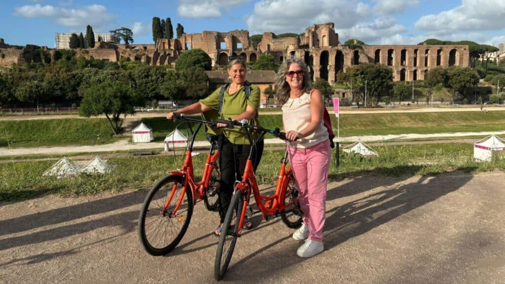 Guests exploring Rome on an organised bike tour