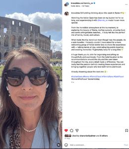 Guest Instagram reflection on the 2026 Italian Open in Rome.