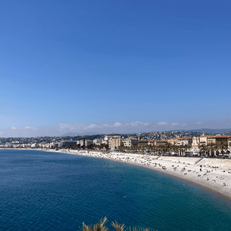 Panoramic view across the Promenade des Anglais in Nice on the Côte d'Azur